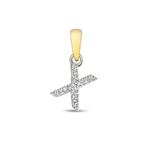 X Diamond Initial Pendent 0.02ct 0.40g - 9ct Yellow Gold 